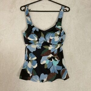 Athleta Bondi Bra Cup Tankini Swim Top Floral Print Adjustable Straps Size 34B/C